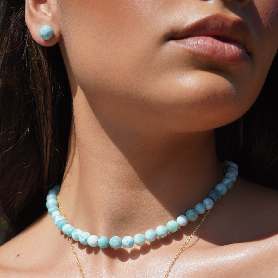 Aretes de Cuentas de Larimar