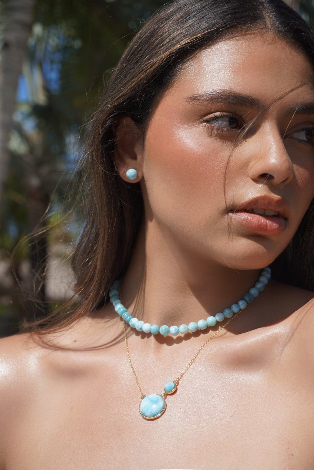 Aretes de Cuentas de Larimar