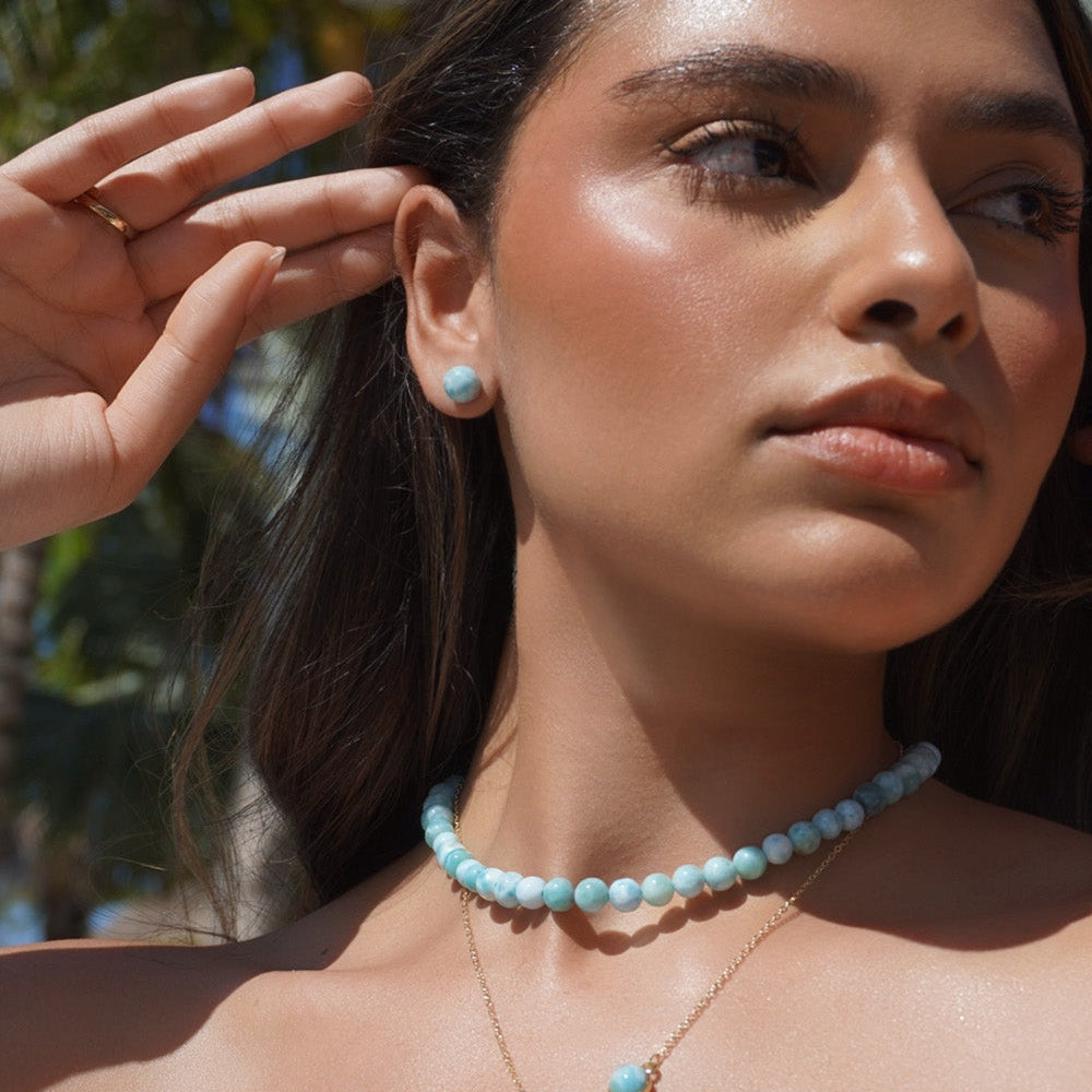 Aretes de Cuentas de Larimar