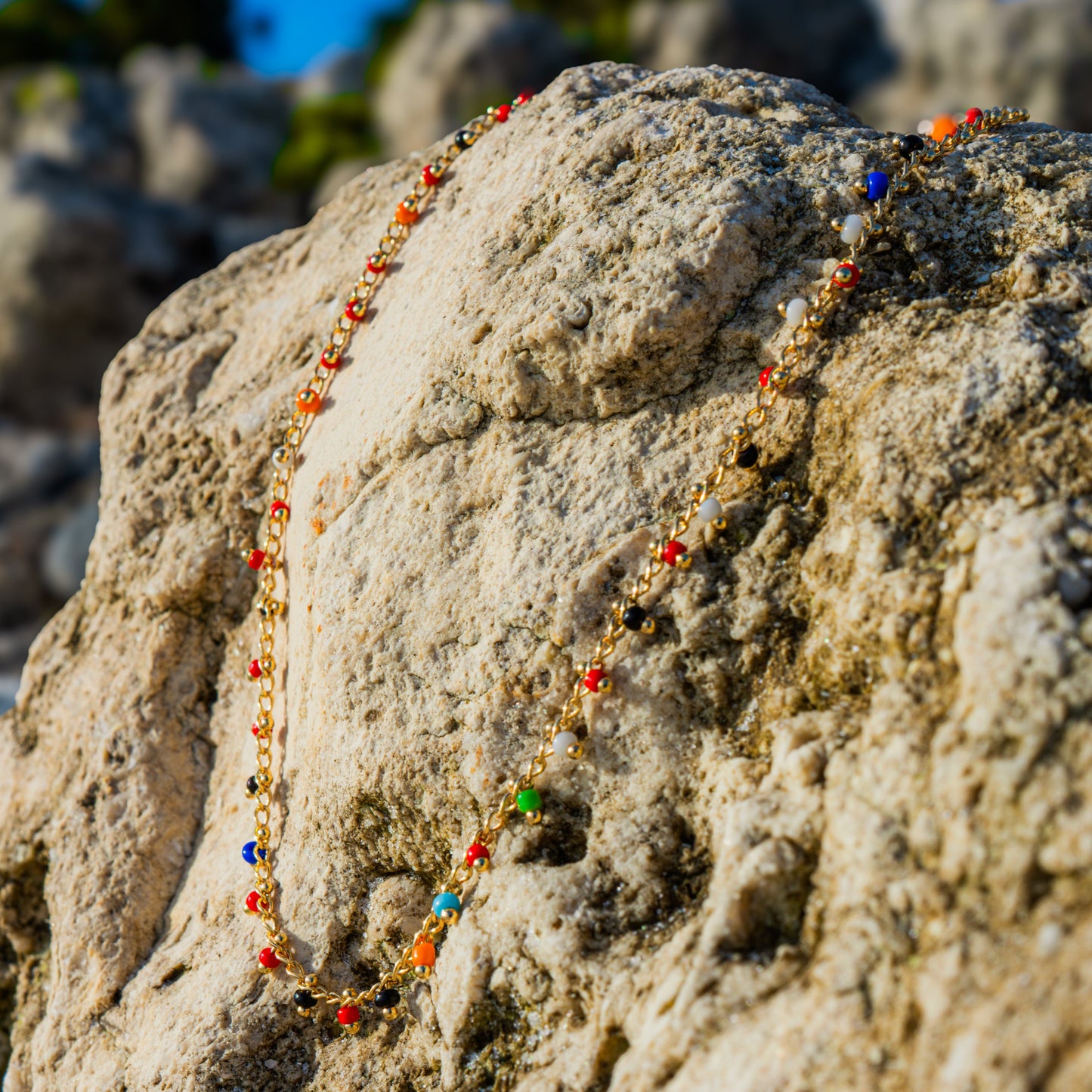 Colorful Stone Necklace - 18K Gold Filled