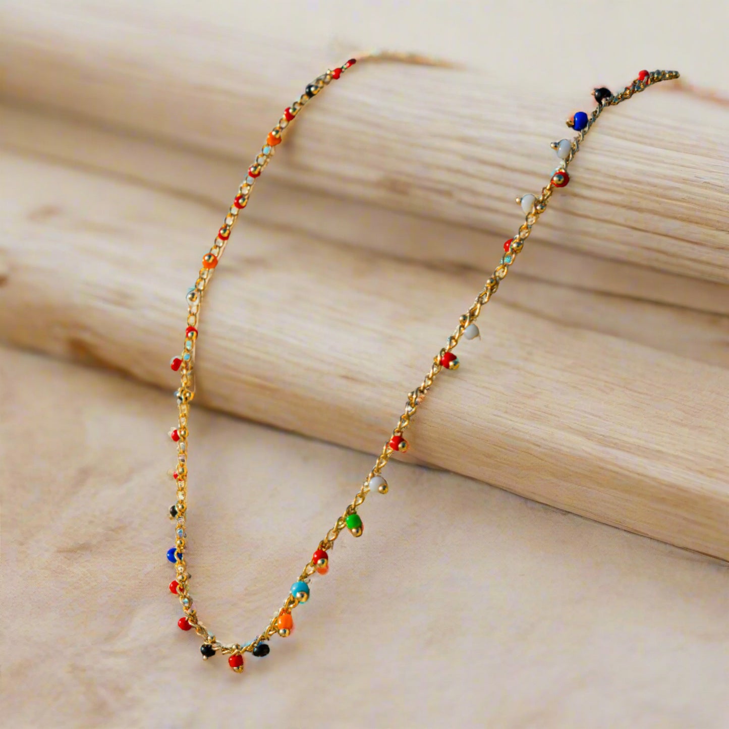 Colorful Stone Necklace - 18K Gold Filled