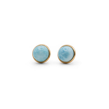 Aretes Botón de Larimar