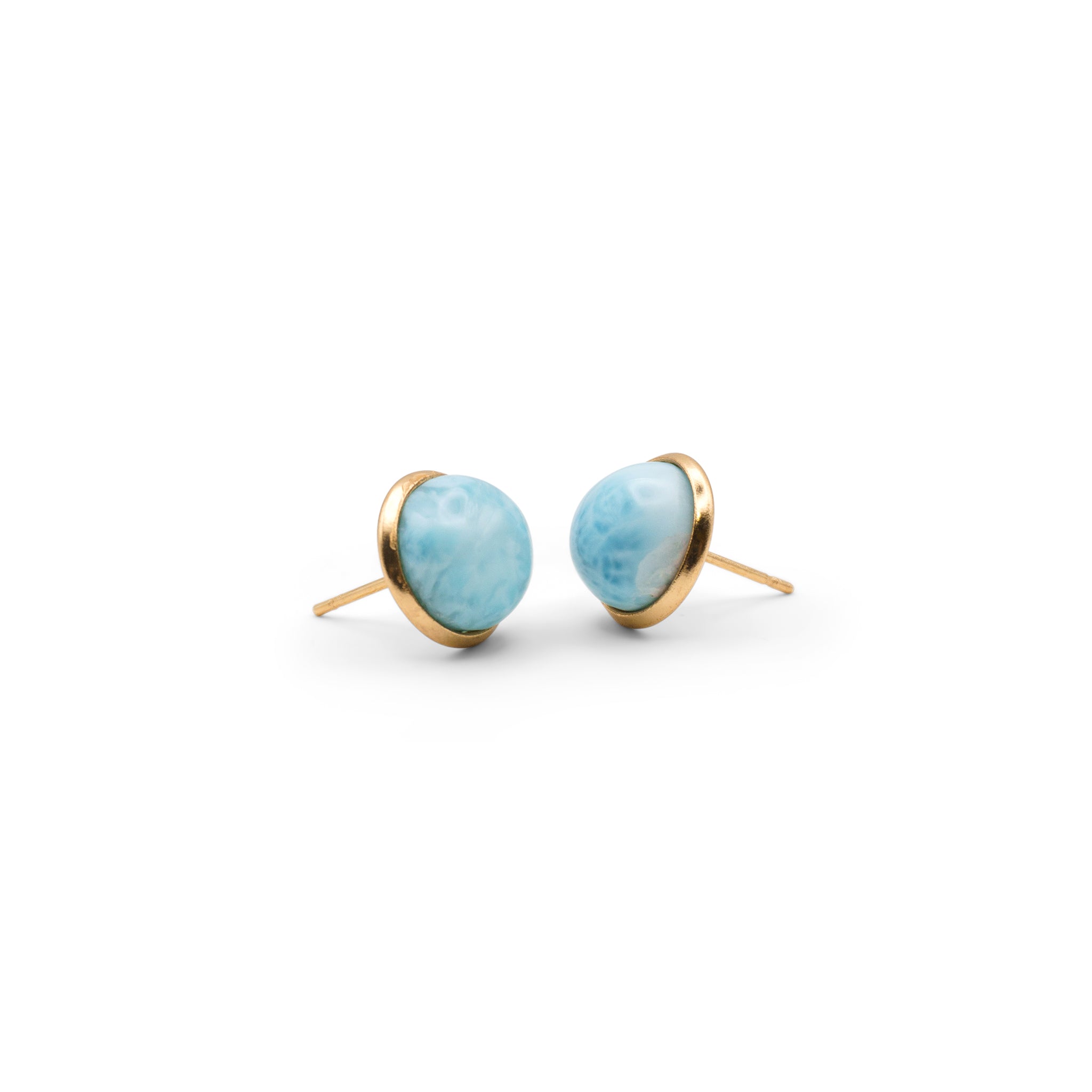 Aretes Botón de Larimar