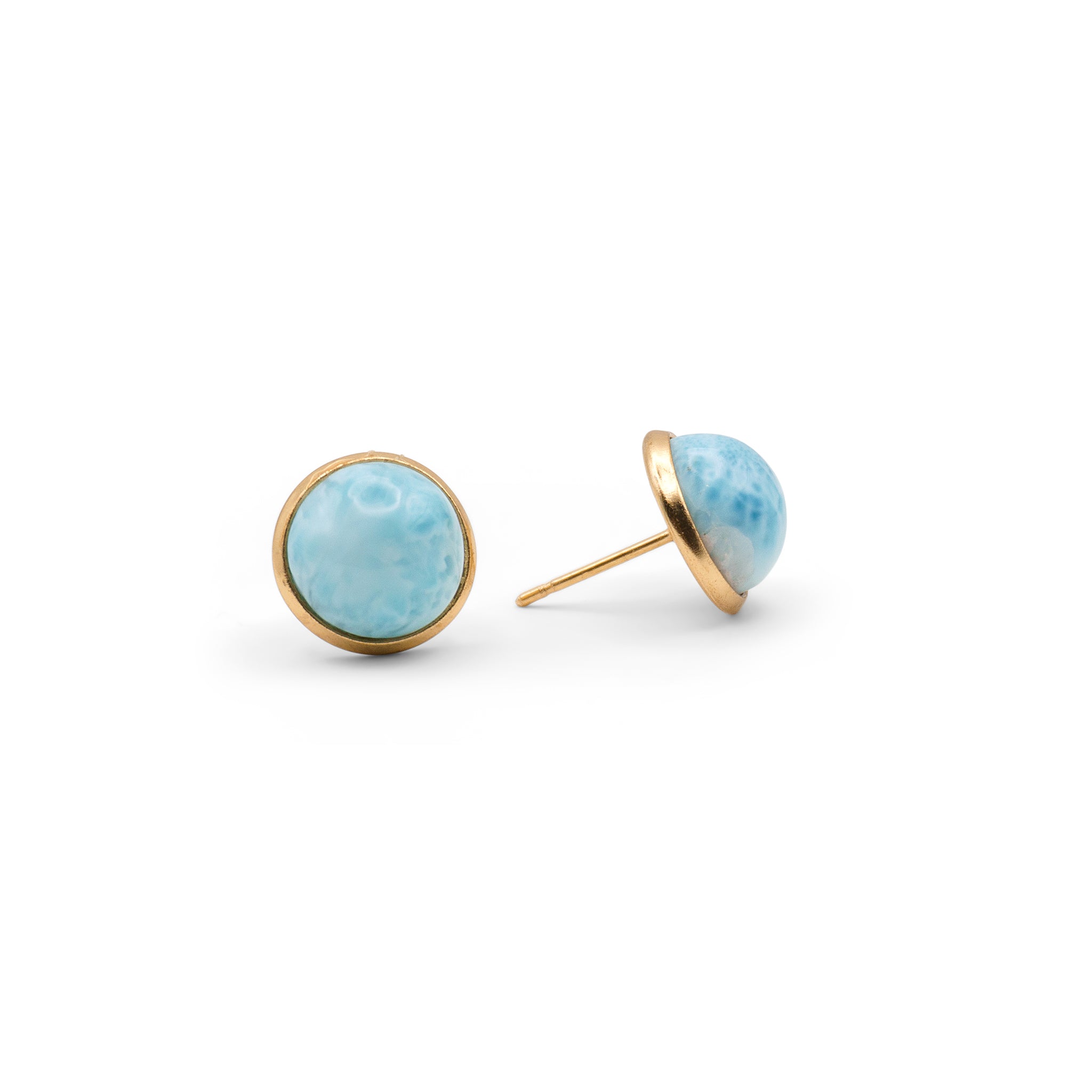 Aretes Botón de Larimar