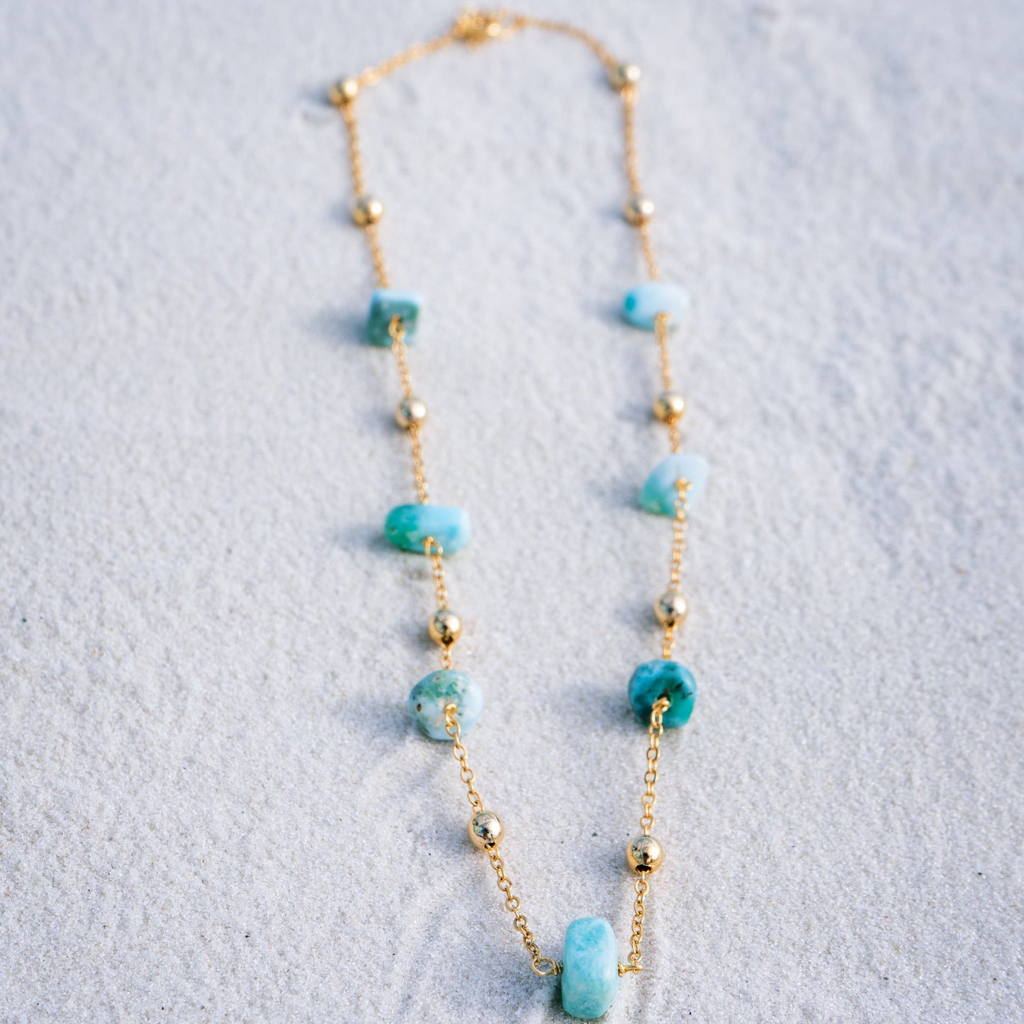 Turquoise Bead Gold Necklace