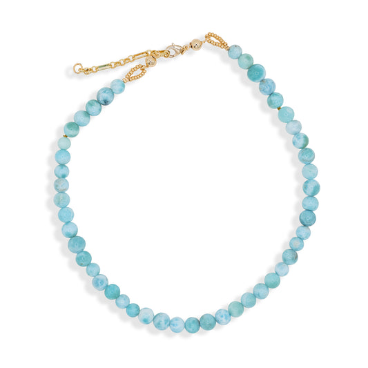 Full Larimar Bead Strand Necklace