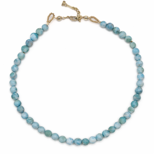 Full Larimar Bead Strand Necklace